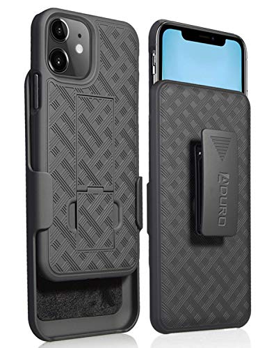 Product Cover Aduro iPhone 11 (ONLY) Holster Case, Combo Shell & Holster Case - Super Slim Shell Case with Built-in Kickstand, Swivel Belt Clip Holster for Apple iPhone 11 (ONLY)