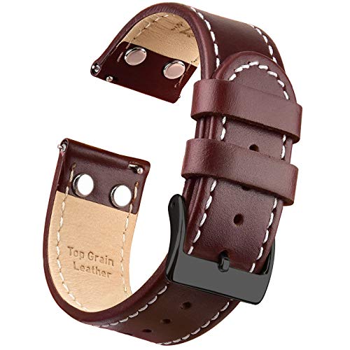 Product Cover Ritche 20mm Quick Release Leather Watch Bands Compatible with Samsung Gear Sport Watch Brown Pilot Leather Watch Strap for Men