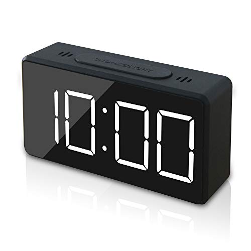Product Cover GLOUE Small Mini Digital Alarm Clock for Travel with LED Time or Temperature Display, Snooze, Adjustable Brightness Simple Operation 12/24Hr (Black)