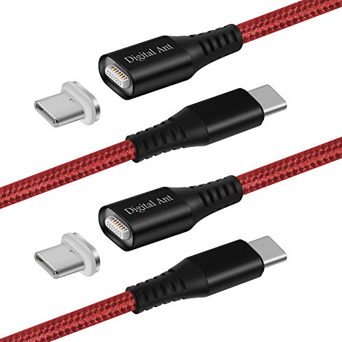 Product Cover Digital Ant 100W(5A20V) 6Feet Magnetic USB-C to USB-C Data Transfer & Charging Cable Compatible with Type C Laptop or Mobile Devices Supporting PD Protocol (Red-2Pack, 6Feet)