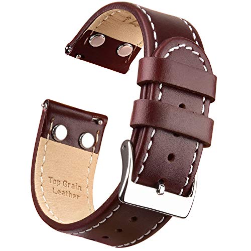 Product Cover Ritche 22mm Quick Release Leather Watch Bands Compatible with Samsung Gear S3 Frontier Watch Brown Pilot Leather Watch Strap for Men