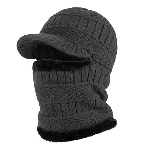 Product Cover TAGVO Winter Thermal Knitted Balaclava Beanie Hat with Stretchy Flexible Fleece Lining Neck Warmer, Windproof Thick Warm Cycling Ski Face Mask for Adults Women Men Outdoors Sports - Universal Size