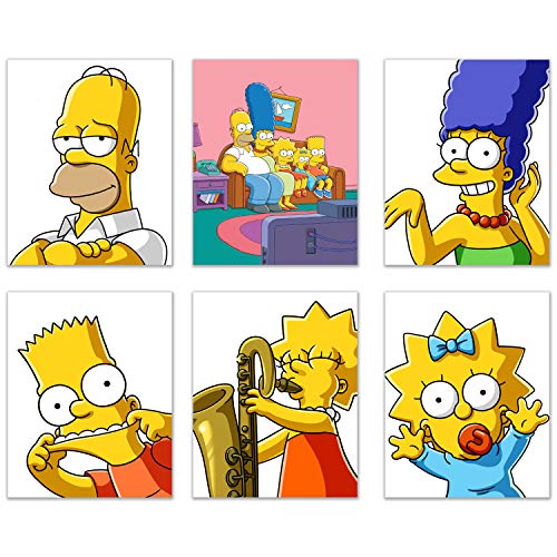 Product Cover Simpsons Poster Prints - Set of 6 (8 inches x 10 inches) Movie Poster Prints - Bart Homer Marge Lisa Maggie