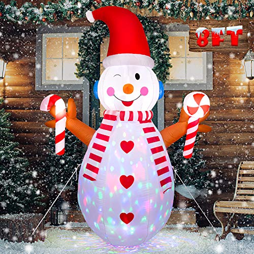 Product Cover Anguslvy 8 FT Christmas Inflatable Snowman with Branch Hand - Cute Fun Xmas Holiday Blow up Party Decorations for Indoor Outdoor Yard with Color Changing LED Lights