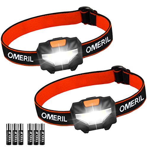 Product Cover OMERIL Headlamp Flashlight, 2 Packs Super Bright LED Headlamp with 3 Modes, 6 x AAA Battery Operated(Included), Waterproof COB Head Lamp for Kids & Adults, Camping, Hiking, Cycling, Running, Fishing