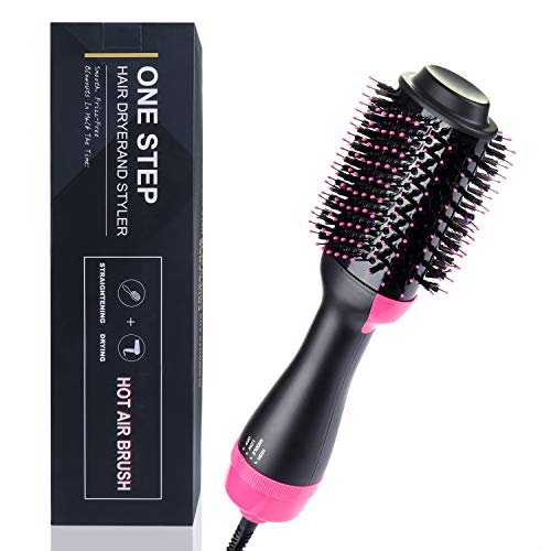 Product Cover Hair Dryer Brush, EMISK One Step Hair Dryer and Styler 3-IN-1 Negative Ionic Blow Dryer Brush, Hairdryer/Hair Straightening/Curl Hot Air Brush for Hair Styling