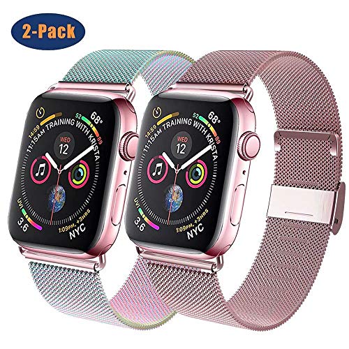 Product Cover GBPOOT Compatible for Apple Watch Band 38mm 40mm 42mm 44mm, Wristband Loop Replacement Band for Iwatch Series 5,Series 4,Series 3,Series 2,Series 1,Colorful and Rosegold,38mm/40mm