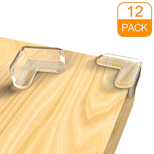 Product Cover CalMyotis Corner Protector, Baby Proofing Corner Guards, Soft and Transparent, 100% Covered Adhesive, Improved Tasteless Corner Covers for Furniture Sharp Corner, 12 Count