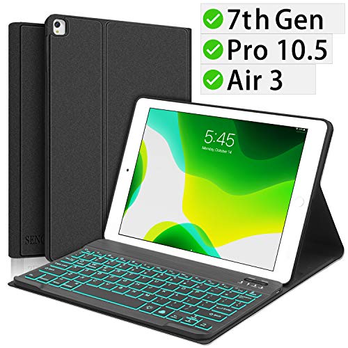 Product Cover iPad Keyboard Case for iPad 10.2 2019-7th Generation iPad - iPad Pro 10.5(Air 3) - 7 Colors Backlight, Magnetically Detachable Wireless Keyboard - Folio Cover for New iPad 10.2