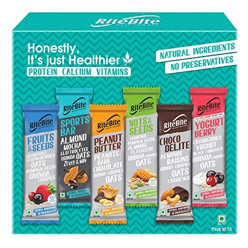 Product Cover RiteBite Nutrition Assorted Bar Pack of 10 (Choco Delite-1, Yogurt Berry-1, Peanut Butter-2, Fruits & Seeds-2, Nuts & Seeds- 2, Sports Bar-2)