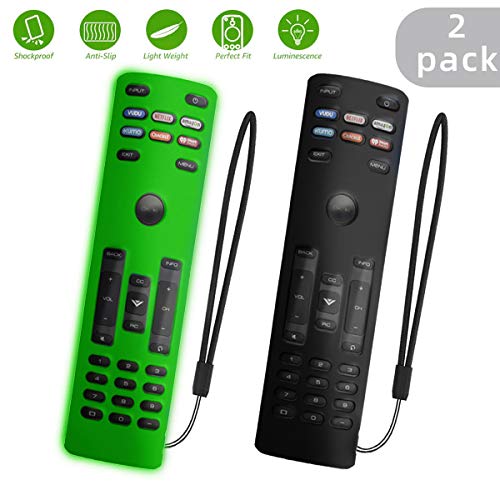 Product Cover WQNIDE Remote Case Compatible with Vizio XRT136 Smart TV Remotes Control, Shockproof Protective Silicone Cover for Vizio Remote XRT136 Washable Anti-Lost with Remote Loop (Black+Glow in Dark Green)