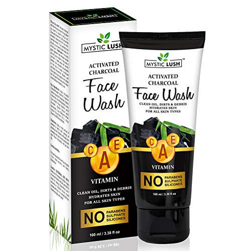 Product Cover Mystic Lush Activated Charcoal with Vitamin A,C,E & Aloe Vera for Oil Control, Pollution Defense and Clog Pores Face Wash (No Paraben, Sulphate & Silicone).