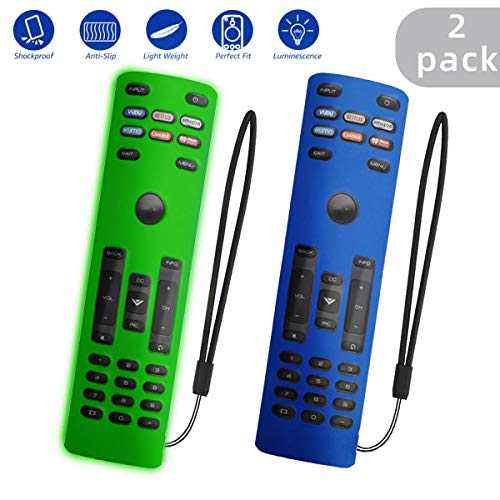 Product Cover WQNIDE Remote Case Compatible with Vizio XRT136 Smart TV Remotes Control, Shockproof Protective Silicone Cover for Vizio Remote XRT136 Washable Anti-Lost with Remote Loop (Blue+Glow in Dark Green)