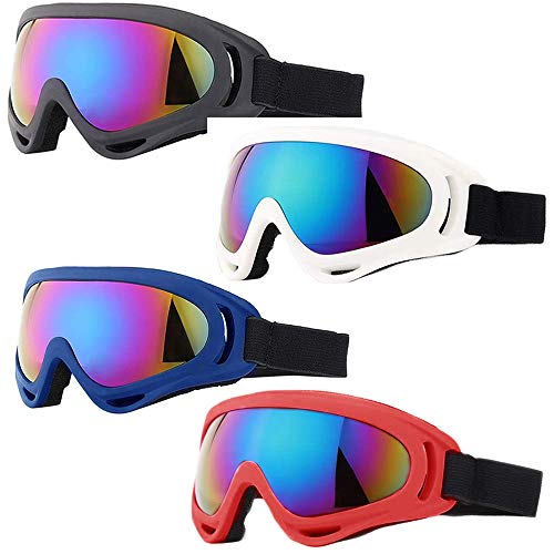 Product Cover Peicees 4 Pack Winter Ski Goggles with UV400 Protection Adjustable Motorcycle Snow Goggles Tactical Glasses Windproof Sunglasses for Kids Boys Girls