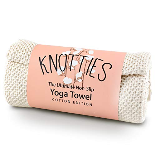 Product Cover Knotties Non-Slip Yoga Towel - the Only Yoga Towel Made of Cotton - Lattice Design - Ultra Lightweight - 27.5 x 55 Inches