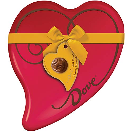 Product Cover DOVE Valentine's Day Caramel Milk Chocolate Truffles Heart Gift Box 9.82-Ounce Tin 24 Pieces