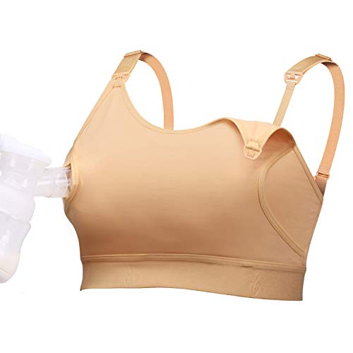 Product Cover Hands Free Pumping & Nursing Bra with Breast Pads, Lupantte Breast Pump Bra for Breastfeeding Moms, Fit Spectra, Lansinoh, Philips Avent Breast Pump, etc. (Large)