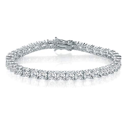 Product Cover UWECMA 14K White Gold Plated Cubic Zirconia Classic Tennis Bracelet for Women Men 4mm Wedding Jewelry