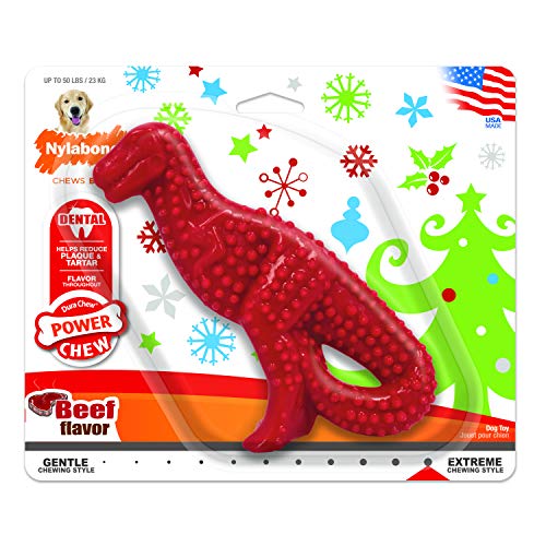 Product Cover Nylabone Power Chew Extreme Chewing Power Chew Holiday Dinosaur Chew Toy for Dogs Large