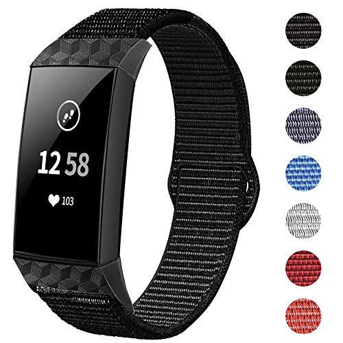 Product Cover HAPAW Nylon Bands Compatible with Fitbit Charge 3, Soft Adjustable Breathable Sport Replacement Band Accessories Wristband Women Man for Charge 3 / Charge 3 SE Watch