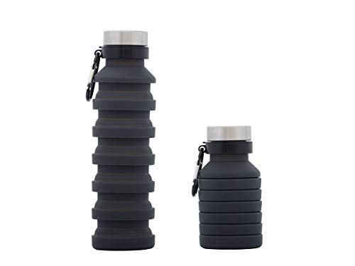 Product Cover Vedanze Karma Collapsible Sports Water Bottle, Foldable Travel FDA Approved Food Grade Silicone Bottle, BPA Free, Portable Water Bottle for Hiking, Sports, Marathon, Traveler
