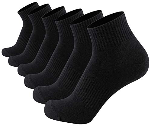 Product Cover Aserlin Mens Athletic Socks Performance Cotton Cushioned Ankle Socks for Sport and Casual 6-Pack-6Black