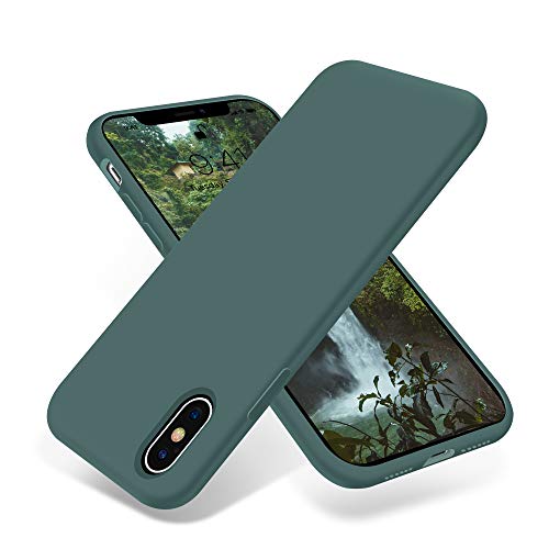 Product Cover OTOFLY Liquid Silicone Gel Rubber Full Body Protection Shockproof Case for iPhone Xs/iPhone X，Anti-Scratch&Fingerprint Basic-Cases，Compatible with iPhone X/iPhone Xs 5.8 inch (2018), (Pine Green)