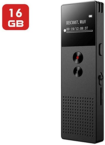 Product Cover Digital Voice Recorder, Mibao 16GB USB Professional Dictaphone Voice Recorder with MP3 Player, Voice Activated Recorder with Rechargeable, Stereo HD Recording Voice Recorder for Lectures-Black