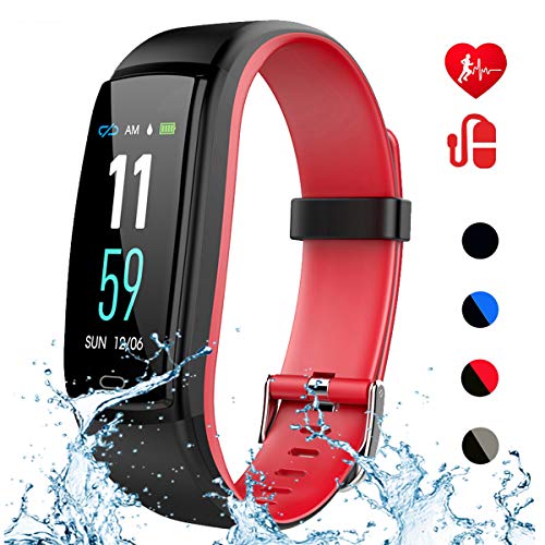 Product Cover Mgaolo Fitness Tracker with Blood Pressure Heart Rate Sleep Monitor,IP68 Waterproof Activity Tracker Smart Watch with Pedometer Calorie Step Counter Compatible with iPhone and Android Phones (Red)