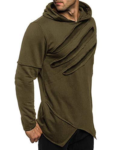 Product Cover COOFANDY Men's Pull Over Hoodie for Tough Men Cotton Fashion Hooded Sweatshirt (Army Green XL)