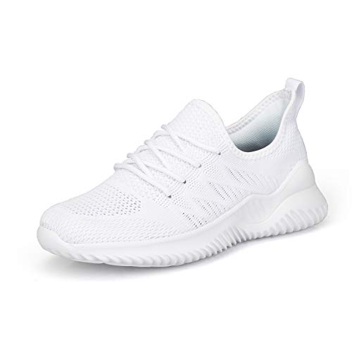 Product Cover Womens Slip on Sneakers Ultra Lightweight Breathable Fashion Sports Gym Jogging Athletic Walking Shoes, White 8