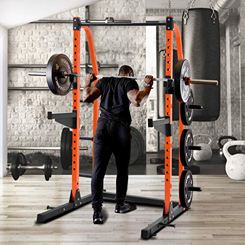 Product Cover Merax Power Rack Power Cage Home Gym Equipment Exercise 1000LBS Stand Olympic Squat Cage with Safety Bar and Plate Holder...