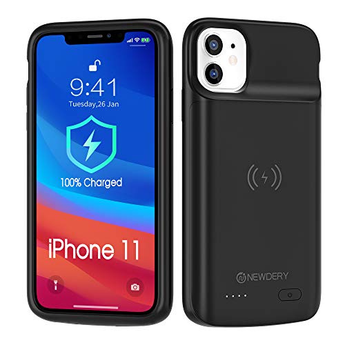Product Cover NEWDERY Battery Case for iPhone 11, 5000mAh Wireless Charging Case for iPhone 11 Rechargeable Extended Battery Pack Protective Charger Case Portable Power Bank 2019
