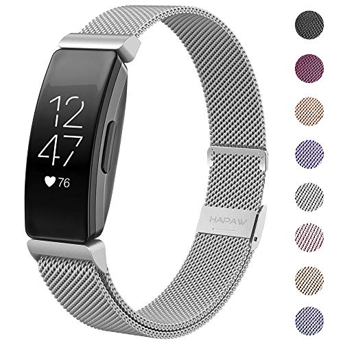 Product Cover HAPAW Bands Compatible with Fitbit Inspire HR, Inspire Metal Band Accessories Stainless Steel Mesh Bracelet Women Men Wristbands Strap for Inspire & Inspire HR Fitness Tracker