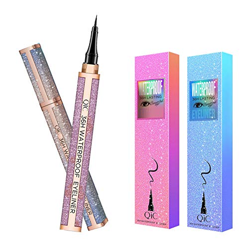 Product Cover Liquid Eyeliner,Waterproof Eyeliner Pencil,Long Lasting Liquid Eye Liner Pen, Slim Black 2 Packs