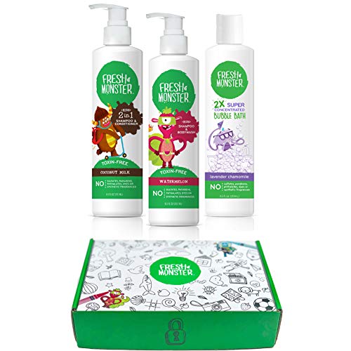 Product Cover Fresh Monster Kids & Baby Gift Set - Natural, Toxin-Free Shampoo & Conditioner, Body Wash, and Bubble Bath (3 Piece)