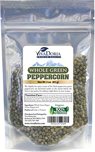 Product Cover Viva Doria Green Peppercorn, Whole Green Pepper, Steam Sterilized, 3 oz For Grinder Refill