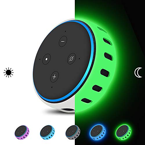 Product Cover Case Cover Skin for Amazon Echo Dot 3rd Generation Smart Speaker,Silicone protective case[Shockproof]Personalized Protector Home Table Holder Stand Accessories for 3rd Gen Alexa Echo Dot-glowgreen