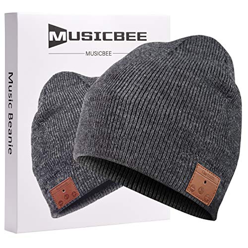 Product Cover Bluetooth Beanie, MUSICBEE Bluetooth V5.0 Wireless Knit Winter Hats Cap with Detachable Built-in Mic and HD Stereo Speakers,Fleece Lining Suits for Outdoors Family & Gift-Unisex (Charcoal)