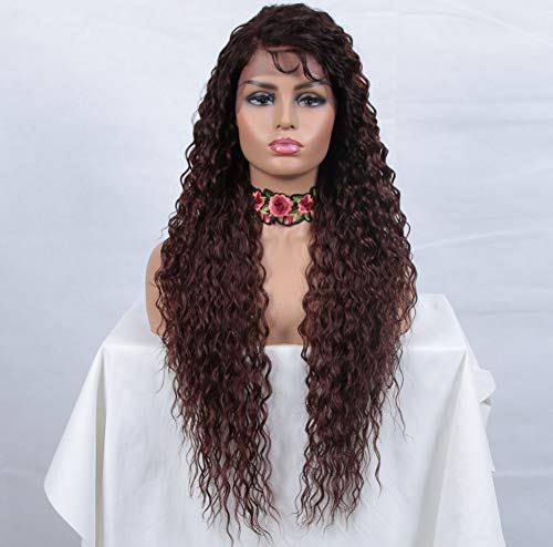 Product Cover NOBLE 13x4 Lace Frontal Long Curly Wigs with Baby Hair | 31 inches Water Wave Wig for Women | Synthetic Auburn Wigs