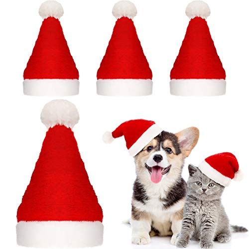 Product Cover SATINIOR 4 Pieces Dog Santa Hat Christmas Pet Hats Pet Costumes for Dogs Cats Christmas Supplies