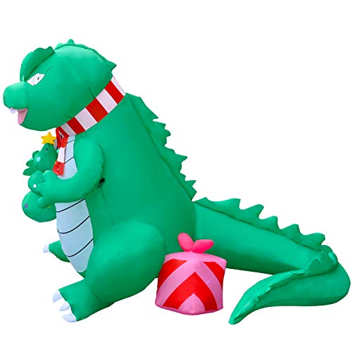 Product Cover SEASONBLOW 6 FT LED Light Up Valentine's Day Inflatable Dinosaur with Gift Box Decoration Blow Up Decor for Yard Lawn Garden Holiday Indoor Outdoor Home Party