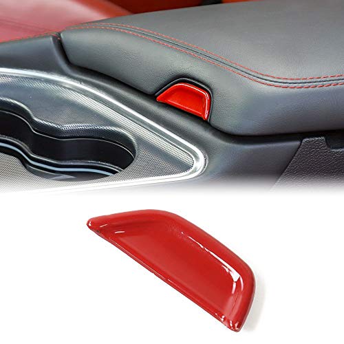 Product Cover Voodonala for Challenger Center Console Armrest Open Button Trim Accessories for Dodge Challenger 2015 up (Red)