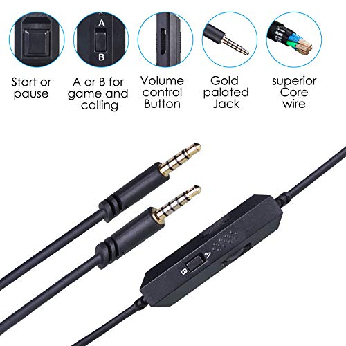 Product Cover A40 Replacement Cable Inline Mute Volume Control with Microphone for Astro A10/A40/A30/A50 Headsets Cord Lead Compatible with Xbox One Play Station 4 PS4 Headphone Audio Extension Cable 1M