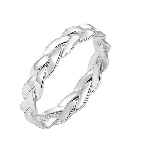 Product Cover MuYiYi11 Vintage Winding Twist Ring Ladies Simple Ribbon Ring Finger Jewelry Chain Ring Party Gifts Silver 10