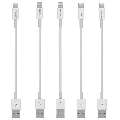 Product Cover Short Lighting Cable,FEEL2NICE 5 Pack 7-Inch iPhone Cord Data Sync USB Portable Fast Charger for iPhone X XS Max XR / 8/8 Plus / 7/7 Plus / 6/6 Plus / 5S / iPad/iPod, White