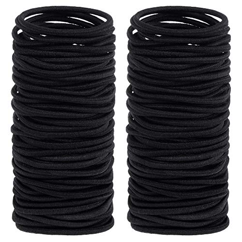 Product Cover Anezus 200 Pcs Black Elastics Hair Ties Small Bulk Hair Ties Hair Bands (4mm)