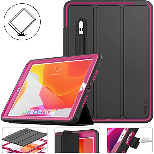 Product Cover New iPad 10.2 2019 case, Protective iPad 10.2 inch Smart Cover Auto Sleep Wake with Leather Stand Feature for Apple 7th Generation (A2197/ A2198/ A2200) New iPad (Black/Rose)