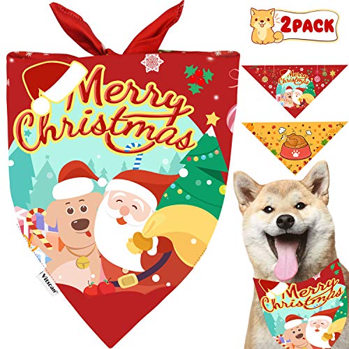 Product Cover Christmas Dog Bandana Dogs Xmas Scarf and Dog Triangle Bibs Holidays Set for Large Medium Small Dogs&Cats Pet Bandana Pack as Xmas Gifts for Dogs Neckerchief Accessories