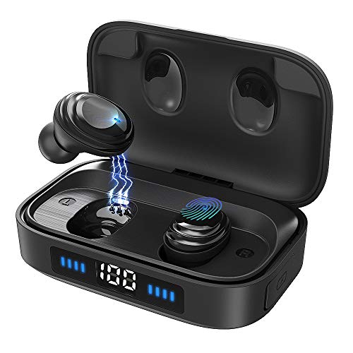 Product Cover True Wireless Earbuds,Bluetooth 5.0 Headphones with 2000mAh Charging Case LED Battery Display,TWS Stereo Noise Cancelling IPX7 Waterproof in-Ear Built-in Mic Earphones,Deep Bass Headset for Sports